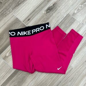 Pink nike bro cropped leggings size small
